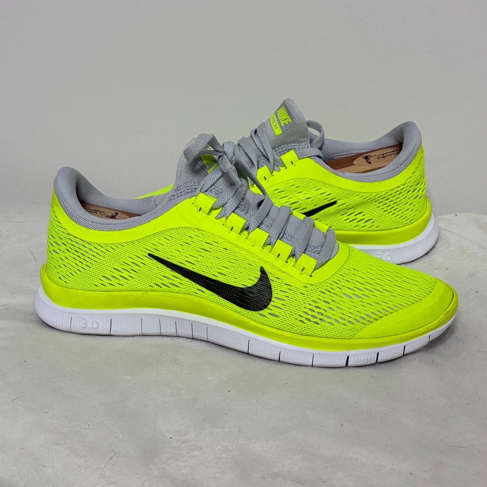 Nike Free 3.0 V5 Volt Neon Yellow Grey Running Shoes 580392-700 Mens 7.5